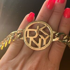 DKNY logo gold-plated chain belt